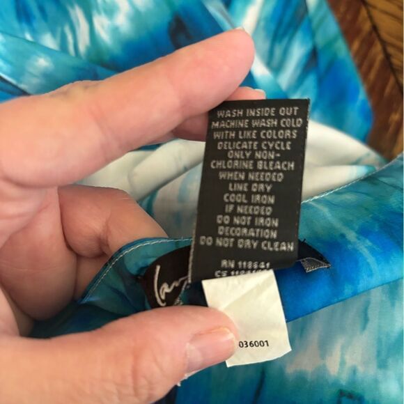 Lane Bryant plus size sleeveless beaded detail long blue print dress size 20 - Picture 3 of 9